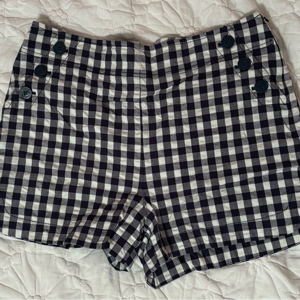 LOFT Black and White Checkered High Waist Shorts